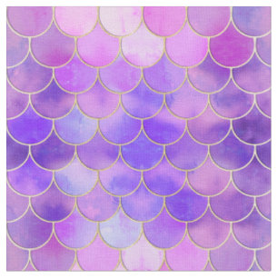 Ultra Violet & Gold Mermaid Scale Patroon Stof