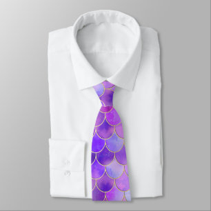Ultra Violet & Gold Mermaid Scale Patroon Stropdas