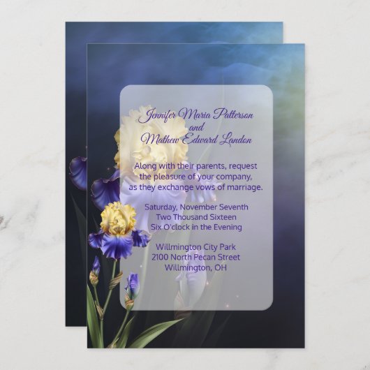 Ultra Violet Iris Faire-part de mariage (Devant / Derrière)
