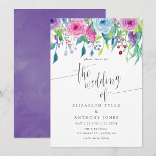 Ultra Violet kleurencombo Waterverf Floral Wedding Kaart