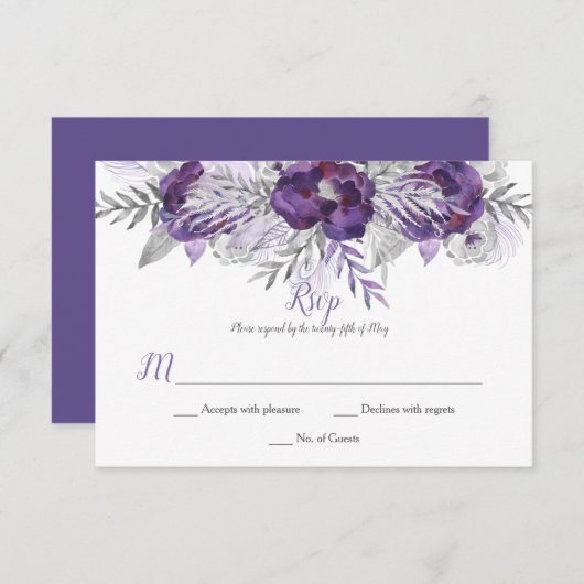 Ultra violet Lavender gris Roses RSVP (Devant / Derrière)