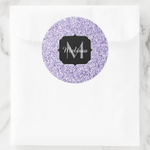 Ultra violet licht paarse glinsterende glans Monog Ronde Sticker