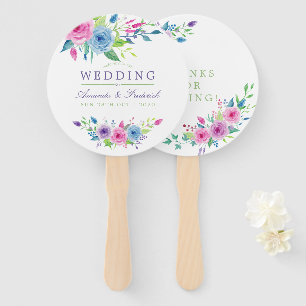 Ultra Violet Mix Watercolor Bloemen Bruiloft Favor Handwaaier