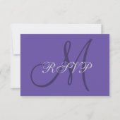 Ultra Violet Monogramme Élégant Mariage Carte RSVP (Devant)