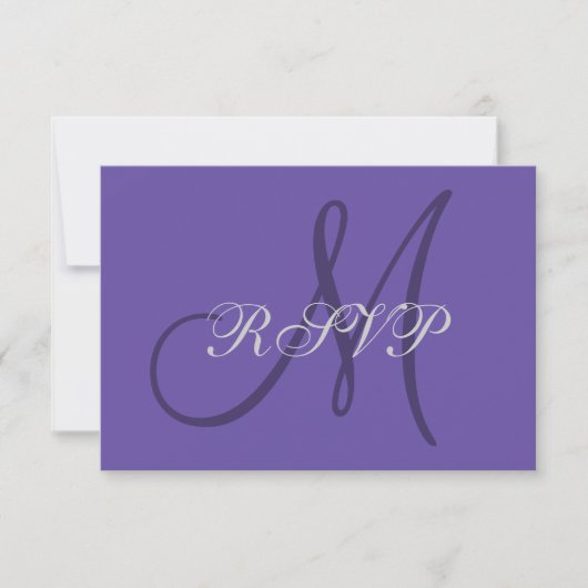 Ultra Violet Monogramme Élégant Mariage Carte RSVP (Devant)