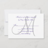 Ultra Violet Monogramme Élégant Mariage Carte RSVP (Dos)