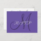 Ultra Violet Monogramme Élégant Mariage Carte RSVP (Devant / Derrière)