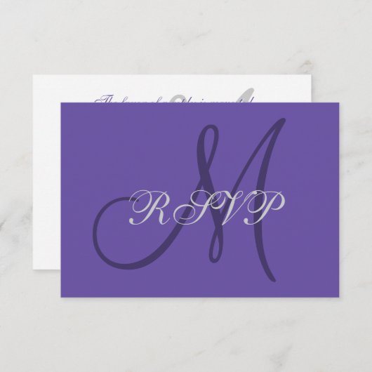 Ultra Violet Monogramme Élégant Mariage Carte RSVP (Devant / Derrière)
