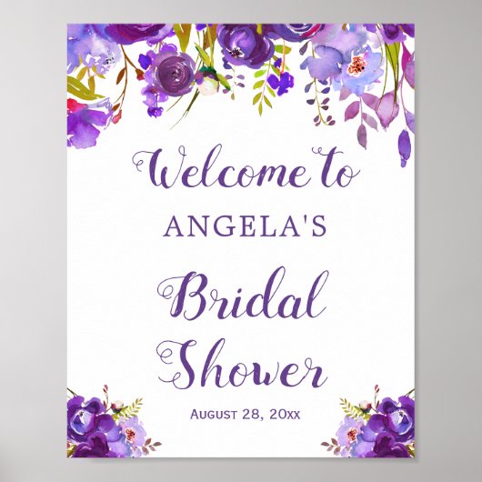 Ultra Violet Paars Floral Welcome Weddenschap Poster (Voorkant)