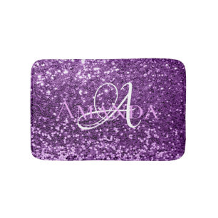 Ultra Violet Paars Glitter Name Monogram Badmat