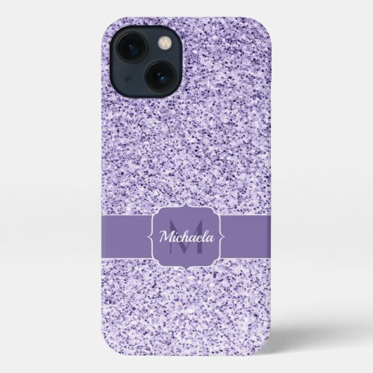 Ultra violet paars glitter spargel Monogram iPhone Hoesje (Achterkant)
