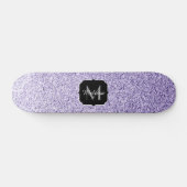 Ultra violet paars glitter spargel Monogram Skateboard (Horizontaal)