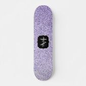 Ultra violet paars glitter spargel Monogram Skateboard (Voorkant)