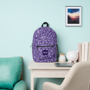 Ultra violet paars glitter sparken Monogram Bedrukte Rugzak