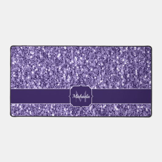 Ultra violet paars glitter sparken Monogram Bureaumat (Voorkant)