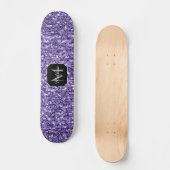 Ultra violet paars glitter sparken Monogram Skateboard (Voorkant)