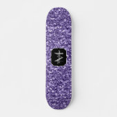 Ultra violet paars glitter sparken Monogram Skateboard (Voorkant)