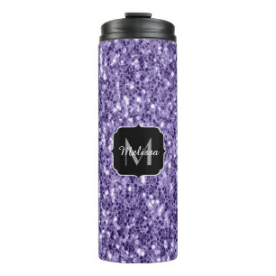 Ultra violet paars glitter sparken Monogram Thermosbeker