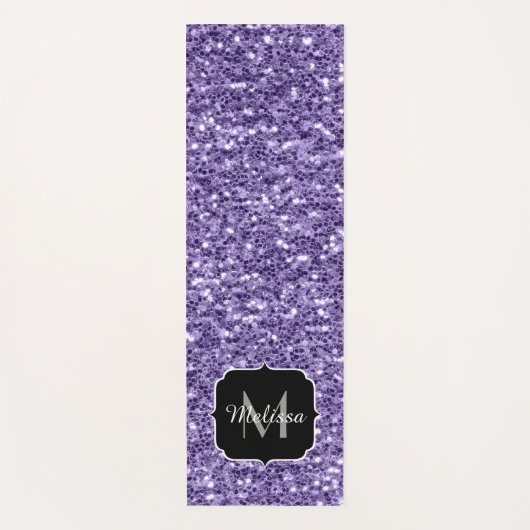 Ultra violet paars glitter sparken Monogram Yogamat (Voorkant)