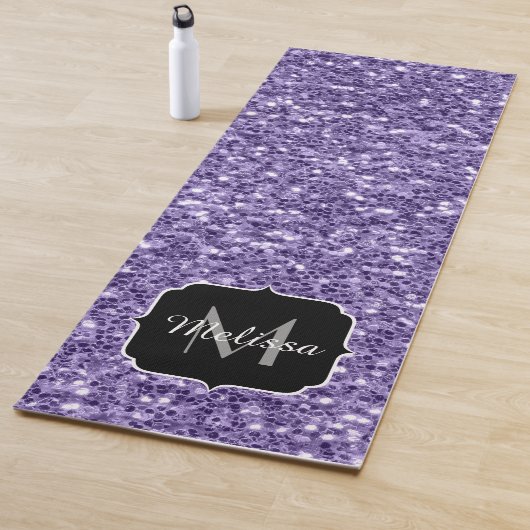 Ultra violet paars glitter sparken Monogram Yogamat (In situ)