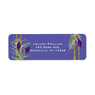 Ultra Violet Paars & Goud Bloemig Boheemse Chic Etiket