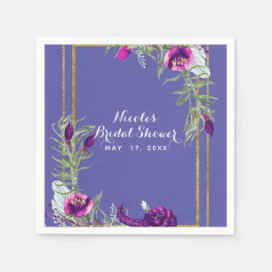 Ultra Violet Paars & Goud Bloemmotief Boho Chic Servet