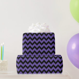 Ultra violet paars zwart Chevron-patroon Cadeaupapier