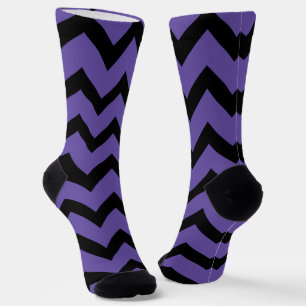 Ultra violet paars zwart Chevron-patroon Sokken