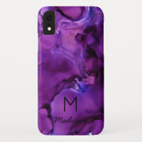 Ultra Violet Paarse Alcohol Ink Textuur Monogram