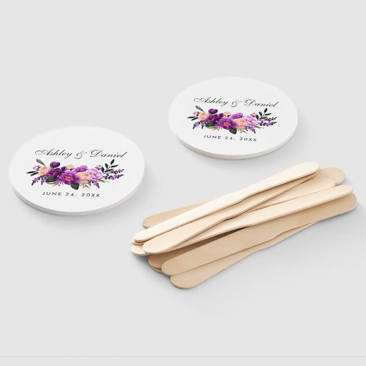 Ultra Violet Paarse bloemenbruiloft Handwaaier (Niet-gemonteerd)