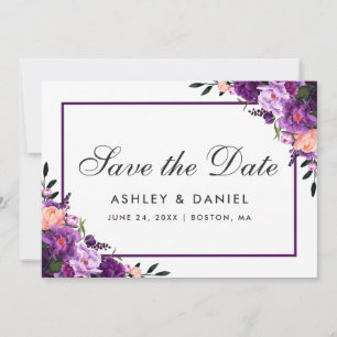 Ultra Violet Paarse Floral sla de datum FPP op Save The Date