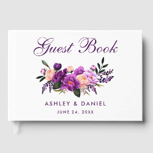 Ultra Violet Paarse Floral Waterverf Weddenschap P Gastenboek