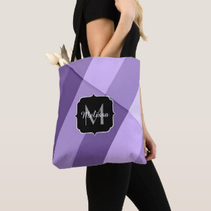Ultra violet paarse moderne meetkundige lijnen Mon Tote Bag