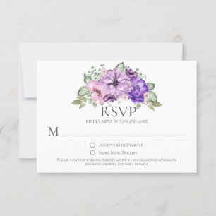 Ultra Violet Paarse roze Waterverf Flowers RSVP