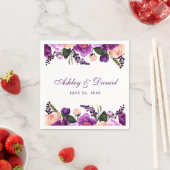 Ultra Violet Paarse Waterverf Floral Wedding P Servet (Insitu)