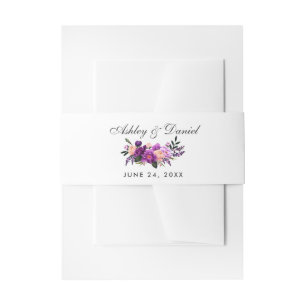 Ultra Violet Paarse Waterverf Floral Wedding Uitnodigingen Wikkel