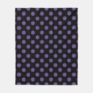 Ultra violet polka-punts op zwart fleece deken