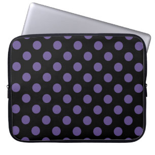 Ultra violet polka-punts op zwart laptop sleeve