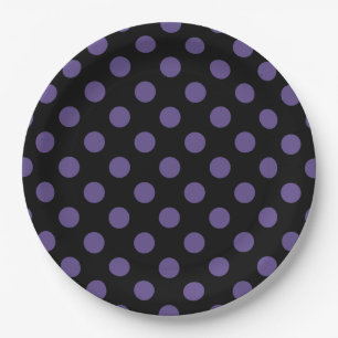 Ultra violet polka-punts op zwart papieren bordje
