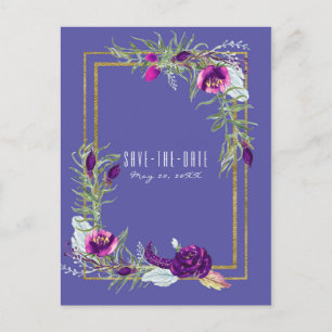 Ultra Violet Pourpre et Or Floral Faire-Part de Co
