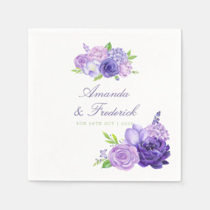 Ultra Violet Thema Waterverf Bloem Bruiloft Servet