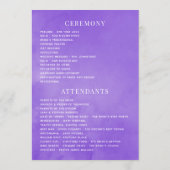 Ultra Violet Trouwprogramma met waterverf bloemen Programma (Achterkant)