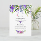 Ultra Violet Trouwprogramma met waterverf bloemen Programma (Staand voorkant)
