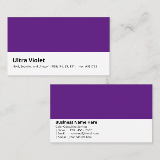 Ultra Violet | "Vet, mooi en uniek" kleur Visitekaartje (Voorkant / Achterkant)