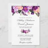 Ultra violet violet Faire-part de mariage floral V (Devant)