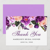 Ultra violet violet Fête des mariées florale Merci (Devant / Derrière)