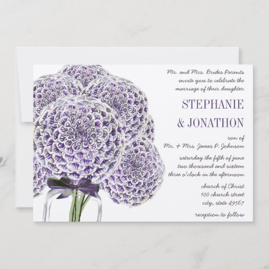 Ultra Violet Violet Mason Jar Mariage Invitations (Devant)