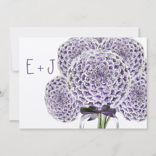 Ultra Violet Violet Mason Jar Mariage Invitations (Dos)
