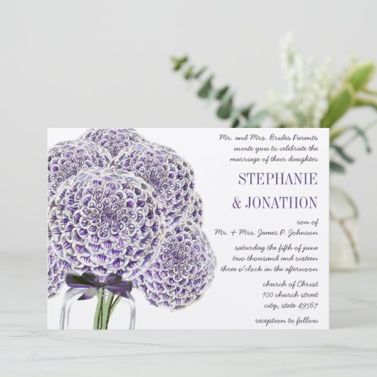 Ultra Violet Violet Mason Jar Mariage Invitations (Debout devant)