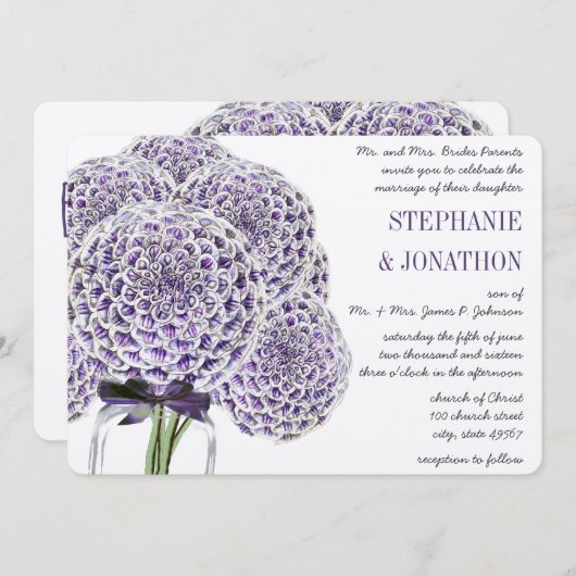 Ultra Violet Violet Mason Jar Mariage Invitations (Devant / Derrière)